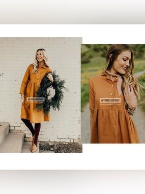 ROOLEE Rust Orange Linen Dress